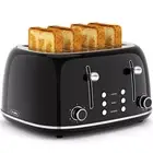 Toaster 4 Slice, Retro Stainless Toaster with 6 Bread Shade Settings,1.5''Wid...