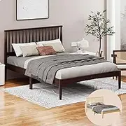 ALFORDSON Queen Size Wooden Bed Frame Base Caelus Series, Elegant Slatted Design with Solid Pine Wood Construction for Home Bedroom, Modern Scandinavian Style, Walnut Color
