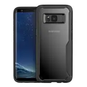 For Galaxy S8 Transparent PC + TPU Full Coverage Shockproof Protective Back Case (Black)