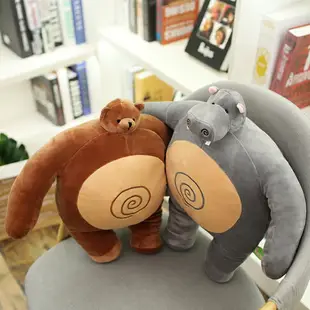 美國網紅小頭熊公仔河馬大象玩偶娃娃掛件毛絨玩具床上睡覺抱枕女