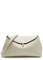 Totême T-Lock Leather Clutch - White ONE SIZE