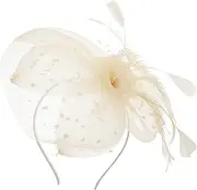 [ANDRESLAD] Floral Headband Tea Party Fascinator Hat for Women Perfect for Wedding Prom Banquet Beige