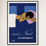 Galrie Vintage French National Railways Sleeper Car Travel Poster for Home Decor, Black Frame, A1 60 x 84cm (23 x 33inch)