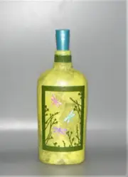 Delightful Dragonfly Decoupaged Lighted Bottle #2108 Free Shipping