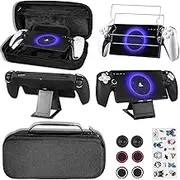 GUTIAL Accessories kit for Sony Playstation Portal - Black 5 in 1 Accessories Bundle for PS5 Portal with Carrying Case Protective Cover case and 2 Pack Screen Protector, Playstand, Thumb Grips Set