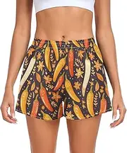 [FRODOTGV] Glossy Pepper Women's Athletic Shorts with Pockets Exercise Shorts for Running Yoga Sports Beach S