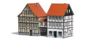 Busch 1538 HO Old Town Half-Timber Buildings & Covered Overhead Walkway