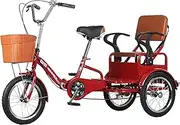DEFGHIJ Foldable Adult Tricycles Single Speed Adult Trikes 16 Inch 3 Wheel Bikes Three Wheeled Cruise Trike with Front & Rear Baskets for Recreation Shopping Picnics (Red)