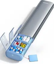 VAYDEER 7 Day Weekly Pill Organizer, Metal Travel Pill Case, Large Capacity Daily Cute Pill Box for Supplements, Pills, Vitamins and Medication (Gunmetal)