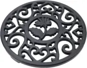 Cast Iron Trivet Flower Cast Iron Trivet with Pegs Heat Resistant Iron Metal