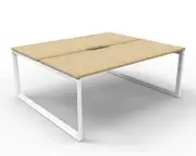 RAPIDLINE DELUXE LOOP LEG WORKSTATION Double Sided No Screen 2 Person W1800 x D1530 x H730mm Natural Oak/White