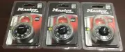 [3x] Master Lock Anti-Shim 3-Digit Combination Padlock 1500D Black Lock 1-7/8 in