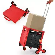 Folding Shopping Cart Heavy Duty 165lb Basket Utility Trolley Grocery on WheelhR