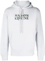 [Maison KitsunÉ] Maison KitsunÉ-Felpa In Cotone Con Cappuccio E Ricamo Fiori-Uomo L