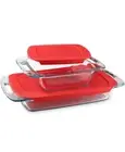 Pyrex 4-Piece Extra Large Glass Baking Dish Set With Lids