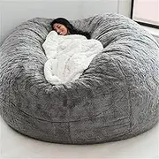 Giant Bean Bag Chair Cover, Plush Bean Bag Sofas with Super Soft Microsuede Cover, Durable Inner Liner, for Adults, Couples,Gray,7FT