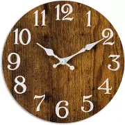 Battery Operated Kitchen Wood Silent Non Ticking Wall Clock,Vintage Analog Clock