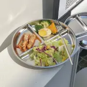 Round Portion Control Plates 304 Stainless Steel Food Trays for Adults Kids
