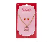 New Strawberry Shortcake Necklace Earrings Jewelry Set