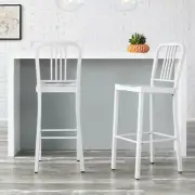 StyleWell Bar Stools Kipling Metal W/Back, Foot Rest Durable Square Seat White