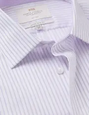 Hawes & Curtis Non-Iron Lilac & White Stripe Extra Slim Fit Shirt | Contrast Detail Size: 15" collar, 33" sleeve