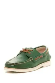 NEW FRYE SULLY BOAT BOYS LEATHER GREEN LOAFERS SIZE US 1 M STYLE 90400