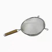 Strainer with Single Mesh,7.5" Diameter Stainless Steel,Wood Handle Mesh Skimmer
