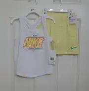 NWT 2pc Nike Gingham Logo Top & Yellow Gingham Skort Set sz 4t
