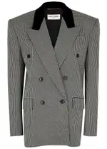 Saint Laurent Double-breasted Houndstooth Wool Blazer - Black - 40 (UK12 / M) 40 (UK12 / M)