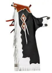 Black/White Leather Fashion Chinks Chaps With Tooling Size- Large