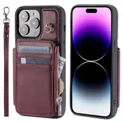 009 Protection Cover for iPhone 15 Pro Max,PU+TPU Case Kickstand Zipper Wallet Shell with Strap