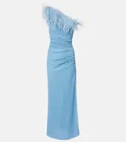 [Oseree] Oséree Lumière Plumage one-shoulder maxi dress AU 10 blue