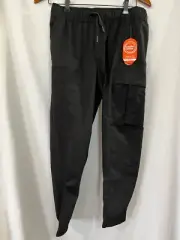 Wonder Nation Boys Pull on Elastic Waist Black Cargo Jogger Pants L husky New