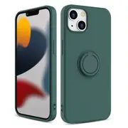 ZUSLAB Silicone Stand Case for iPhone 13 6.1" Magnetic Finger Ring Kickstand Bumper Protective Cover for Apple - Green