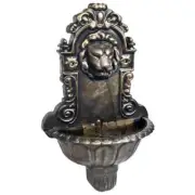 Wall Fountain Lion Head Design Bronze Decor Outdoor Garden Water Feature