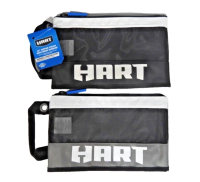 2 HART 12" Mesh Zipper Pouches, 1680-Denier Material Black & Gray Durable NEW