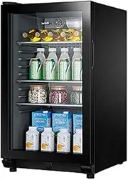 FREEZYMAN Refrigerator Four-Layer Wine, Independent Wine Cellar, Movable Shelf, Household, Small Beer Ice Bar (Color : Black, Size : 50 * 57 * 86.5cm)