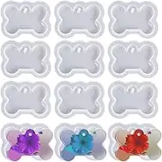 15 PCS Bone Shaped Dog Tag Molds for Resin DIY Crafts, TuNan Silicone Pendant Keychain Epoxy Resin Moulds with Hanging Hole - 54mm x 40mm