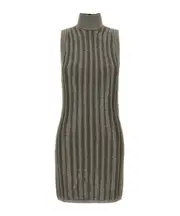 Tom Ford Slinky Ribbed-Knit Mini Dress L,M Gray