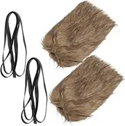 [LABRIMP] 2pcs Leg Sets Medieval Accessories Men Accessories Viking Accessories Women Warm Boot Covers Viking Accessories Men Furry Boot Cover Viking Leg Warmer Leg Warmers Brown Polyester