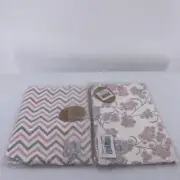 2 Zack & Tara Wet Bags Pink Blossoms Pink Gray Chevron Storage Cloth Bags