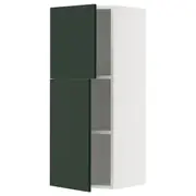 METOD wall cabinet with shelves/2 doors, white/Havstorp deep green, 40x37x100 cm