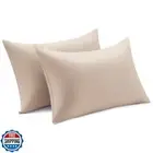 Bedsure King Size Pillow Cases Set of 2, Rayon Derived from Bamboo Beige Pill