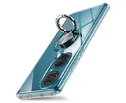 H35 Transparent Tpu Soft Shell Mobile Phone Case Back Cover Type Magnetic Ring Holder Protective Bumper for Huawei P50Pro