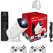 Pocketbeam Smart 180° Projector, 4K Projector with Retro Gaming Console, Smart Projector with Built in 20000+ Games, Retro Game Projector with 2 Wireless Controllers (1 Set)