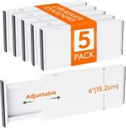 Lifewit 5 Pack Drawer Dividers Plastic 6" High, 13.5-22" Adjustable Drawer for