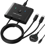 KCEVE USB C Switch 2 in 1 Out or 1 in 2 Out, Type-C Bidirectional Switcher