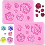 2PCS Rose Silicone Fondant Molds Roses Flowers Chocolate Mold for Wedding Cake Decorating Candy Sugarcraft Cake Pop Cupcake Polymer Clay