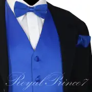 Royal Blue Solid Vest Waistcoat Straight Cut Bow Tie Set Suit or Tuxedo Wedding