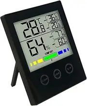 Led Backlit Touch Screen Hygrometer Home Office Baby Room Indoor Climate Monitor Black with Max/min Memory